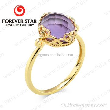 Natürlicher Amethyst Solid Rose Gold Ring